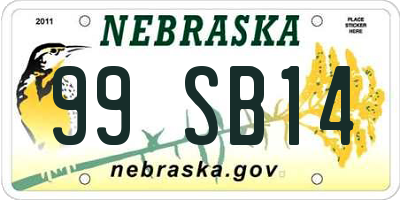 NE license plate 99SB14
