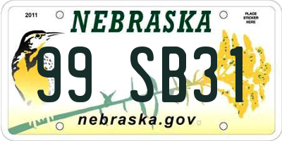 NE license plate 99SB31