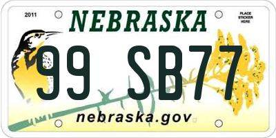 NE license plate 99SB77