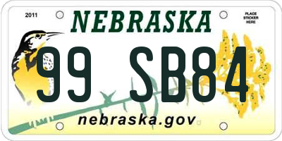 NE license plate 99SB84