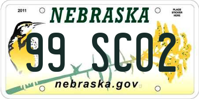 NE license plate 99SC02