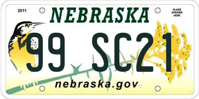 NE license plate 99SC21