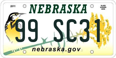 NE license plate 99SC31