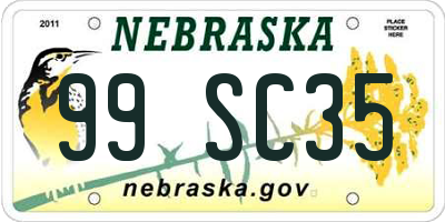 NE license plate 99SC35