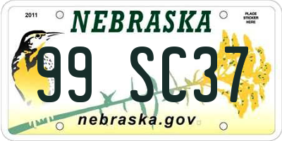 NE license plate 99SC37