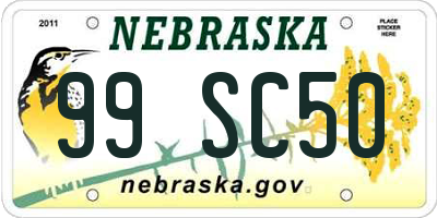 NE license plate 99SC50