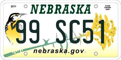 NE license plate 99SC51
