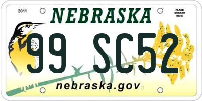 NE license plate 99SC52