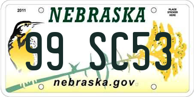 NE license plate 99SC53