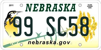 NE license plate 99SC58