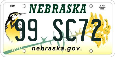 NE license plate 99SC72