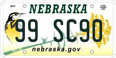 NE license plate 99SC90