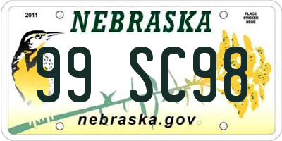 NE license plate 99SC98