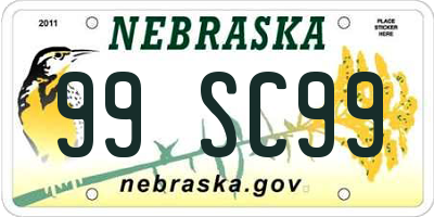 NE license plate 99SC99