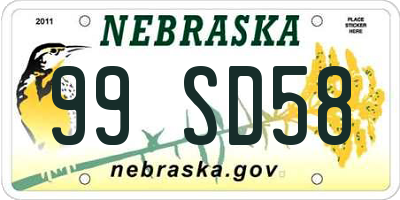 NE license plate 99SD58