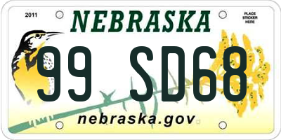 NE license plate 99SD68