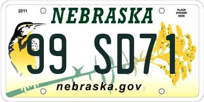 NE license plate 99SD71