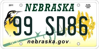 NE license plate 99SD86