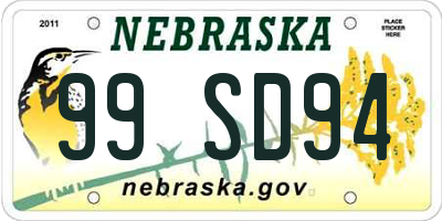 NE license plate 99SD94