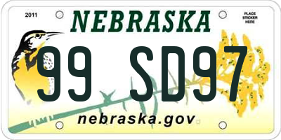 NE license plate 99SD97