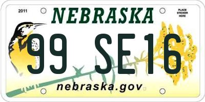 NE license plate 99SE16
