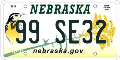 NE license plate 99SE32