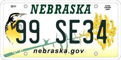 NE license plate 99SE34