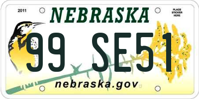 NE license plate 99SE51