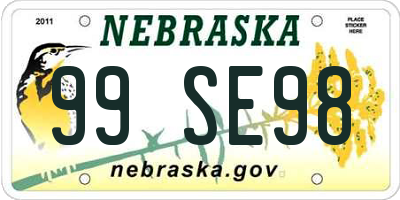NE license plate 99SE98