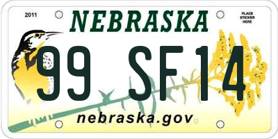 NE license plate 99SF14