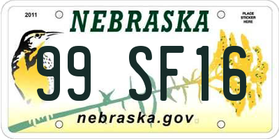 NE license plate 99SF16