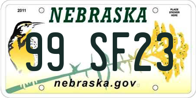 NE license plate 99SF23