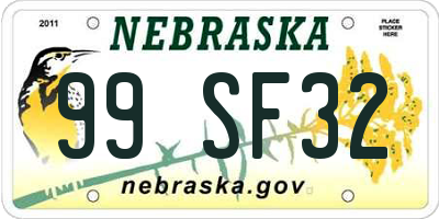 NE license plate 99SF32