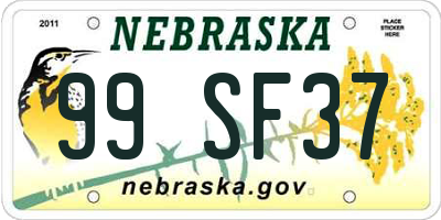 NE license plate 99SF37