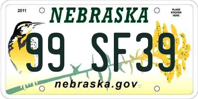 NE license plate 99SF39