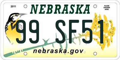 NE license plate 99SF51