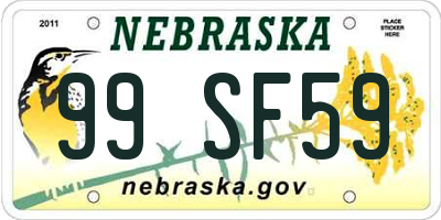 NE license plate 99SF59