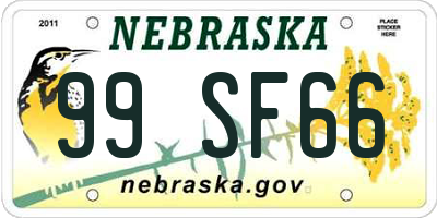 NE license plate 99SF66