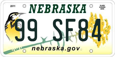 NE license plate 99SF84