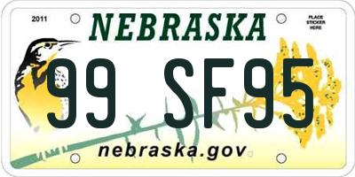 NE license plate 99SF95