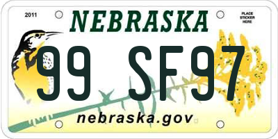 NE license plate 99SF97