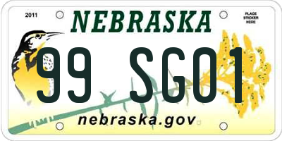 NE license plate 99SG01