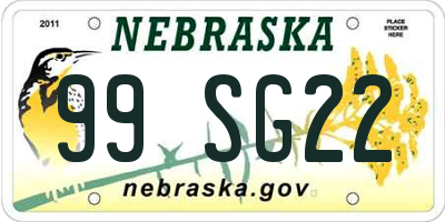 NE license plate 99SG22