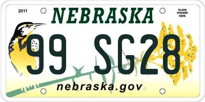 NE license plate 99SG28