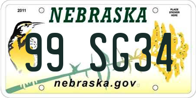 NE license plate 99SG34