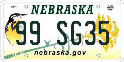 NE license plate 99SG35