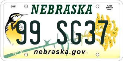 NE license plate 99SG37