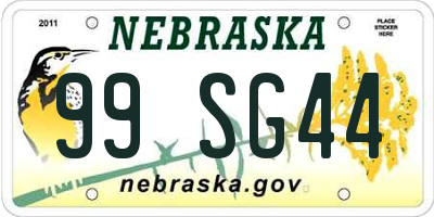 NE license plate 99SG44