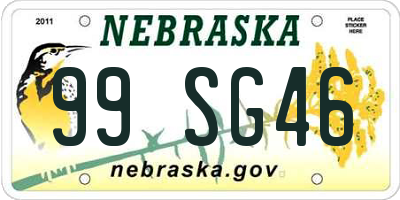 NE license plate 99SG46