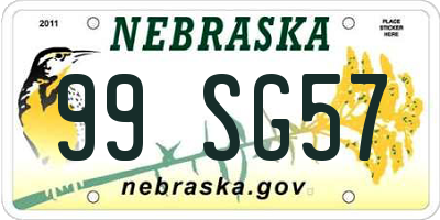 NE license plate 99SG57